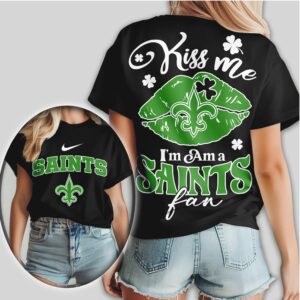 New Orleans Saints Kiss Me I'm A Fan St. Patrick's Day Women's Football T Shirt