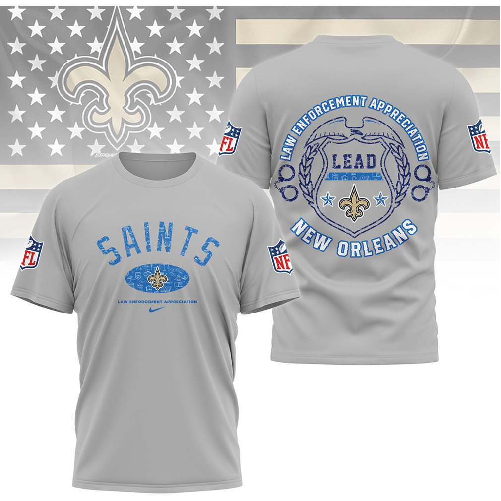 New Orleans Saints Law Enforcement Appreciation LEAD T Shirt New Orleans Saints Law Enforcement Appreciation LEAD T Shirt