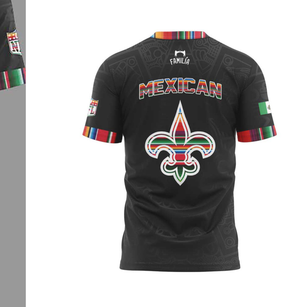 New Orleans Saints Mexican Heritage NFL 2025 Serape Pattern Black Fan T Shirt New Orleans Saints Mexican Heritage NFL 2025 Serape Pattern Black Fan T Shirt