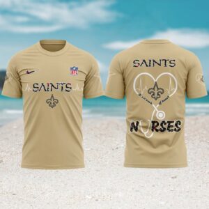 New Orleans Saints Nurses Night 2025 Heart Stethoscope Gold NFL Performance Shirt New Orleans Saints Nurses Night 2025 Heart Stethoscope Gold NFL Performance Shirt