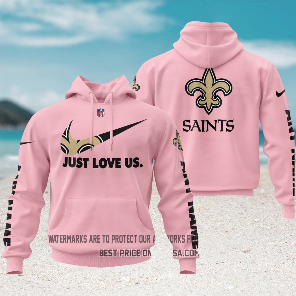 New Orleans Saints Pink Nike Just Love Us Fan Hoodie New Orleans Saints Pink Nike Just Love Us Fan Hoodie