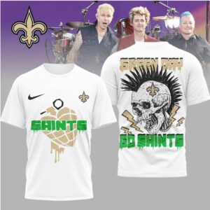 New Orleans Saints x Green Day Punk Skull Mohawk Fan Tee