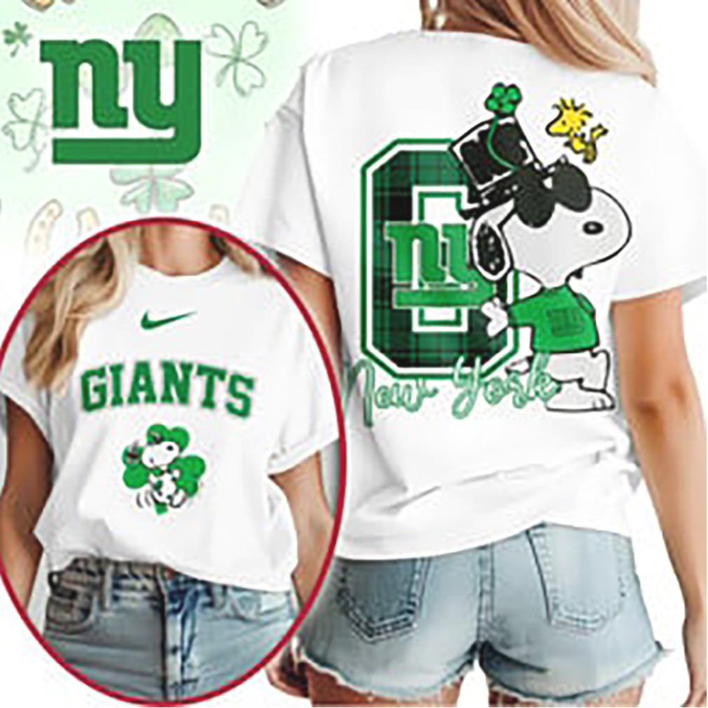 New York Giants Snoopy St. Patrick's Day Lucky Clover Women's Football Fan T Shirt New York Giants Snoopy St. Patrick's Day Lucky Clover Women's Football Fan T Shirt