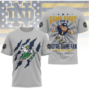 Notre Dame Fighting Irish Damn Right I Am A Fan Leprechaun Mascot Shirt