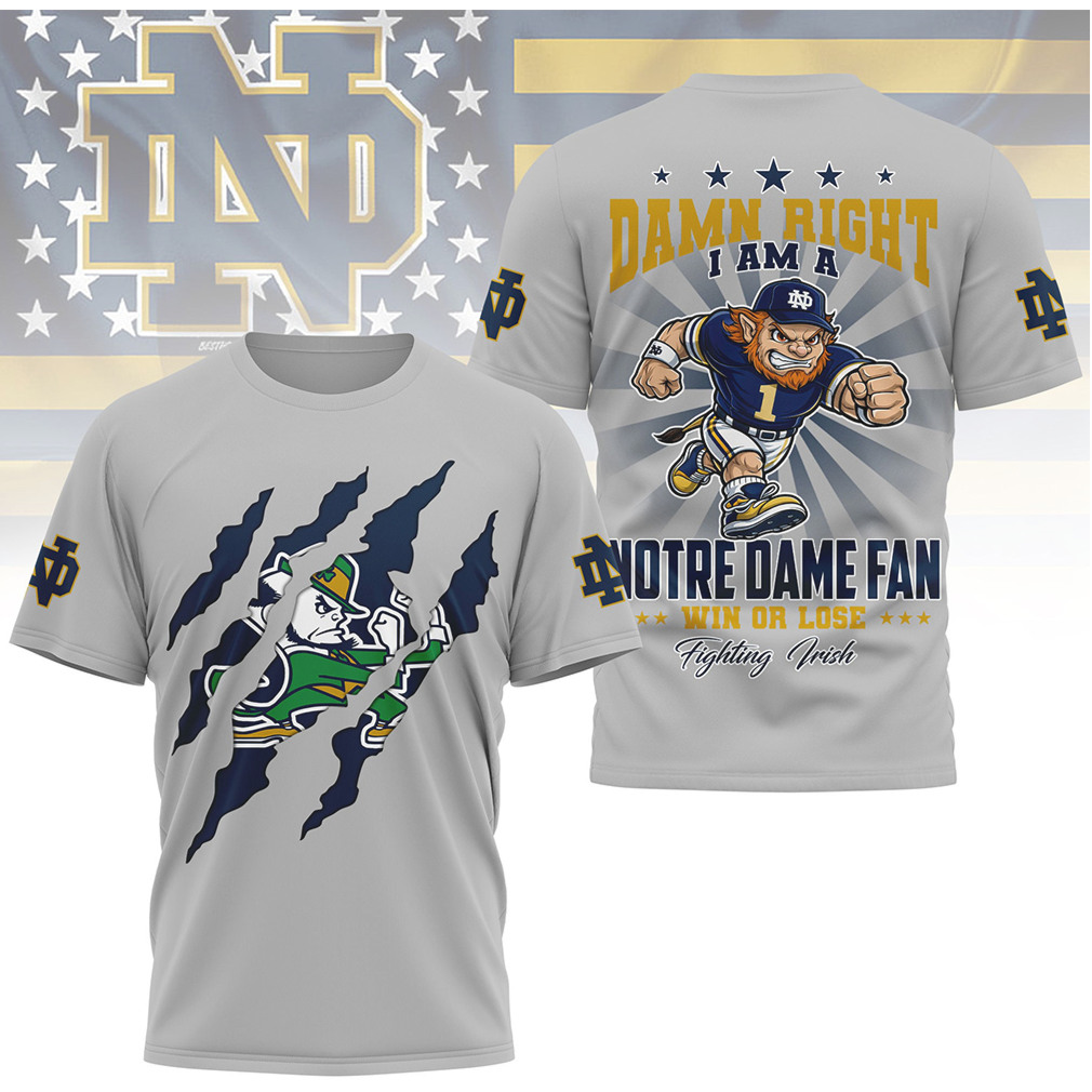 Notre Dame Fighting Irish Damn Right I Am A Fan Leprechaun Mascot Shirt Notre Dame Fighting Irish Damn Right I Am A Fan Leprechaun Mascot Shirt