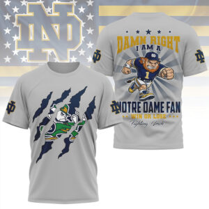 Notre Dame Fighting Irish Fan Damn Right Leprechaun Mascot Claw Rip T Shirt Notre Dame Fighting Irish Fan Damn Right Leprechaun Mascot Claw Rip T Shirt