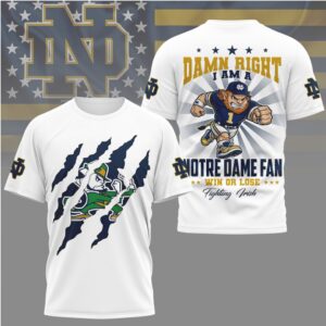 Notre Dame Fighting Irish Fan Damn Right Leprechaun Mascot Claw Rip T Shirt