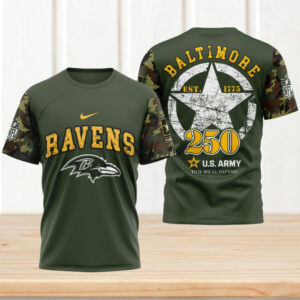 Official Baltimore Ravens US Army 250th Anniversary Game Day NFL Football Jersey