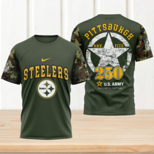 Official Steelers US Army 250th Year Birthday This We'll Defend Game Day NFL Football Jersey
