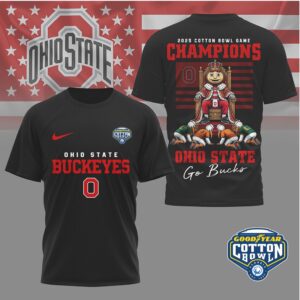 Ohio State Buckeyes 2025 Cotton Bowl Champions Brutus Mascot Fan T Shirt Ohio State Buckeyes 2025 Cotton Bowl Champions Brutus Mascot Fan T Shirt