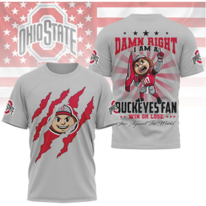 Ohio State Buckeyes Damn Right I Am A Buckeyes Fan Brutus Mascot Shirt