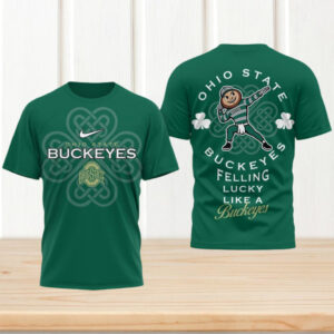 Ohio State Buckeyes St. Patrick's Day Brutus Lucky Green Clover Shirt