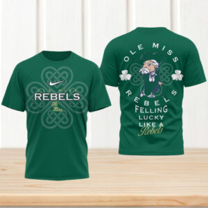 Ole Miss Rebels St. Patrick's Day Lucky Like A Rebel Green Mascot Fan Shirt