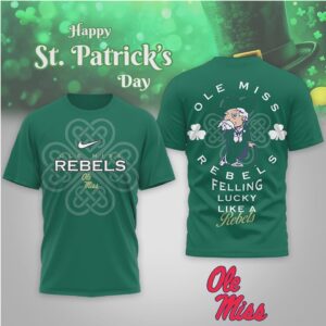 Ole Miss Rebels St. Patrick's Day Lucky Like A Rebel Mascot Fan Shirt