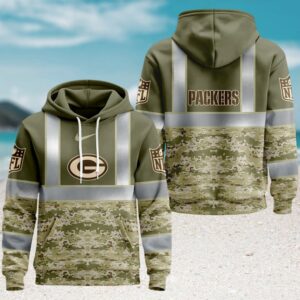 Olive Green Bay Packers 2022 Salute to Service Therma Performance Pullover Hoodie
