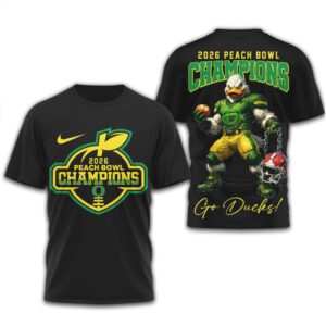 Oregon Ducks Official NCAA 2026 Peach Bowl Champions 3D Shirt