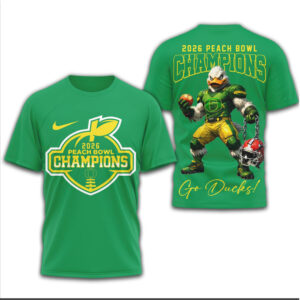 Oregon Ducks Official NCAA 2026 Peach Bowl Champions 3D Shirt