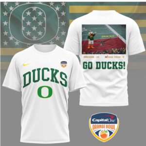Oregon Ducks Orange Bowl Victory Score Graphic T Shirt Go Ducks Mascot Shirt