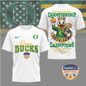 Oregon Ducks Road To The National Championship Orange Bowl Trophy Mascot T Shirt