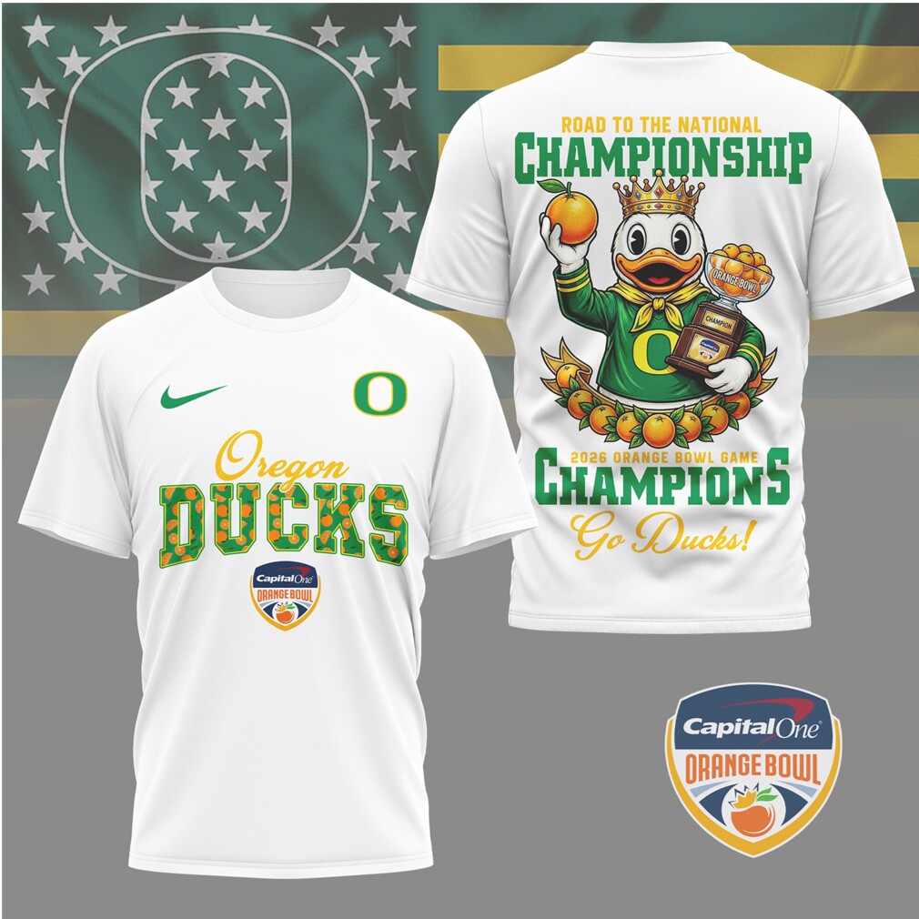 Oregon Ducks Road To The National Championship Orange Bowl Trophy Mascot T Shirt Oregon Ducks Road To The National Championship Orange Bowl Trophy Mascot T Shirt