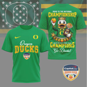 Oregon Ducks Road To The National Championship Orange Bowl Trophy Mascot T Shirt