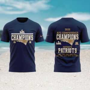 Patriots 2025 AFC Conference Champions Gold Lettering Navy Super Bowl LIX Shirt Patriots 2025 AFC Conference Champions Gold Lettering Navy Super Bowl LIX Shirt