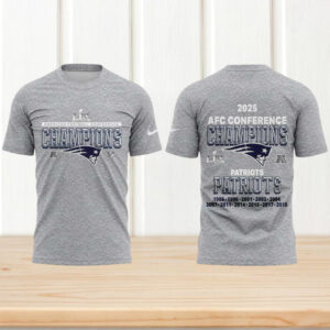 Patriots 2025 AFC Conference Champions Heather Grey Super Bowl LIX Commemorative Shirt