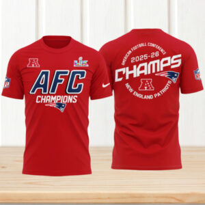 Patriots AFC Champions 2025 26 Red New England Super Bowl LX Bound Fan T Shirt Patriots AFC Champions 2025 26 Red New England Super Bowl LX Bound Fan T Shirt
