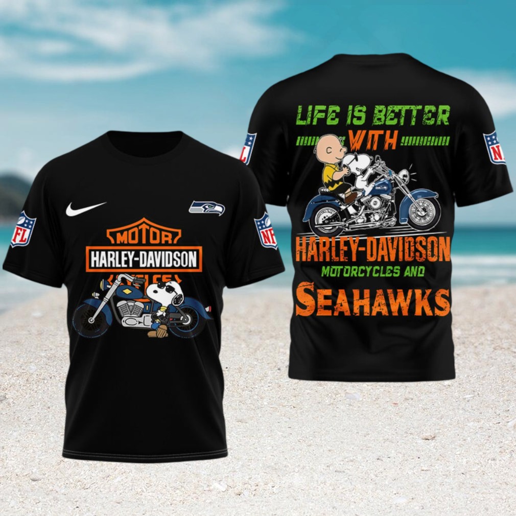 Peanuts Snoopy Charlie Brown Harley Davidson Seattle Seahawks Motorcycle T Shirt Peanuts Snoopy Charlie Brown Harley Davidson Seattle Seahawks Motorcycle T Shirt