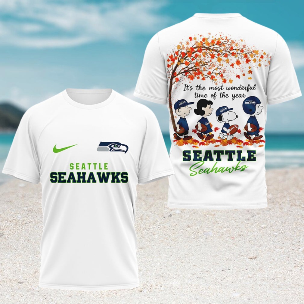 Peanuts Snoopy Charlie Brown Seattle Seahawks Autumn Leaves Most Wonderful Time Football T Shirt Peanuts Snoopy Charlie Brown Seattle Seahawks Autumn Leaves Most Wonderful Time Football T Shirt