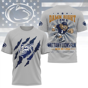 Penn State Nittany Lions Fan Damn Right Mascot Claw Rip Navy Blue T Shirt Penn State Nittany Lions Fan Damn Right Mascot Claw Rip Navy Blue T Shirt