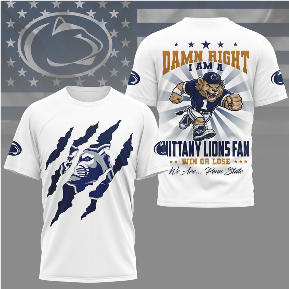 Penn State Nittany Lions Fan Damn Right Mascot Claw Rip Navy Blue T Shirt Penn State Nittany Lions Fan Damn Right Mascot Claw Rip Navy Blue T Shirt