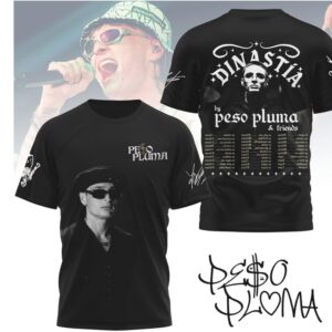 Peso Pluma Dinastia Tour 2026 World Tour Black Graphic T Shirt Concert Merchandise