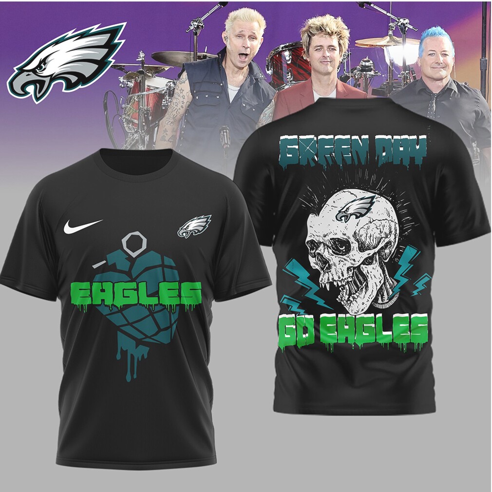 Philadelphia Eagles Green Day Mohawk Skull Punk T Shirt Philadelphia Eagles Green Day Mohawk Skull Punk T Shirt