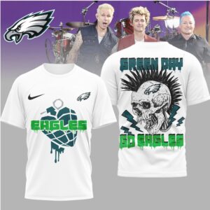 Philadelphia Eagles Green Day Mohawk Skull Punk T Shirt