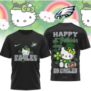 Philadelphia Eagles Hello Kitty St. Patrick's Day Lucky Clover Football Fan Sportswear Shirt