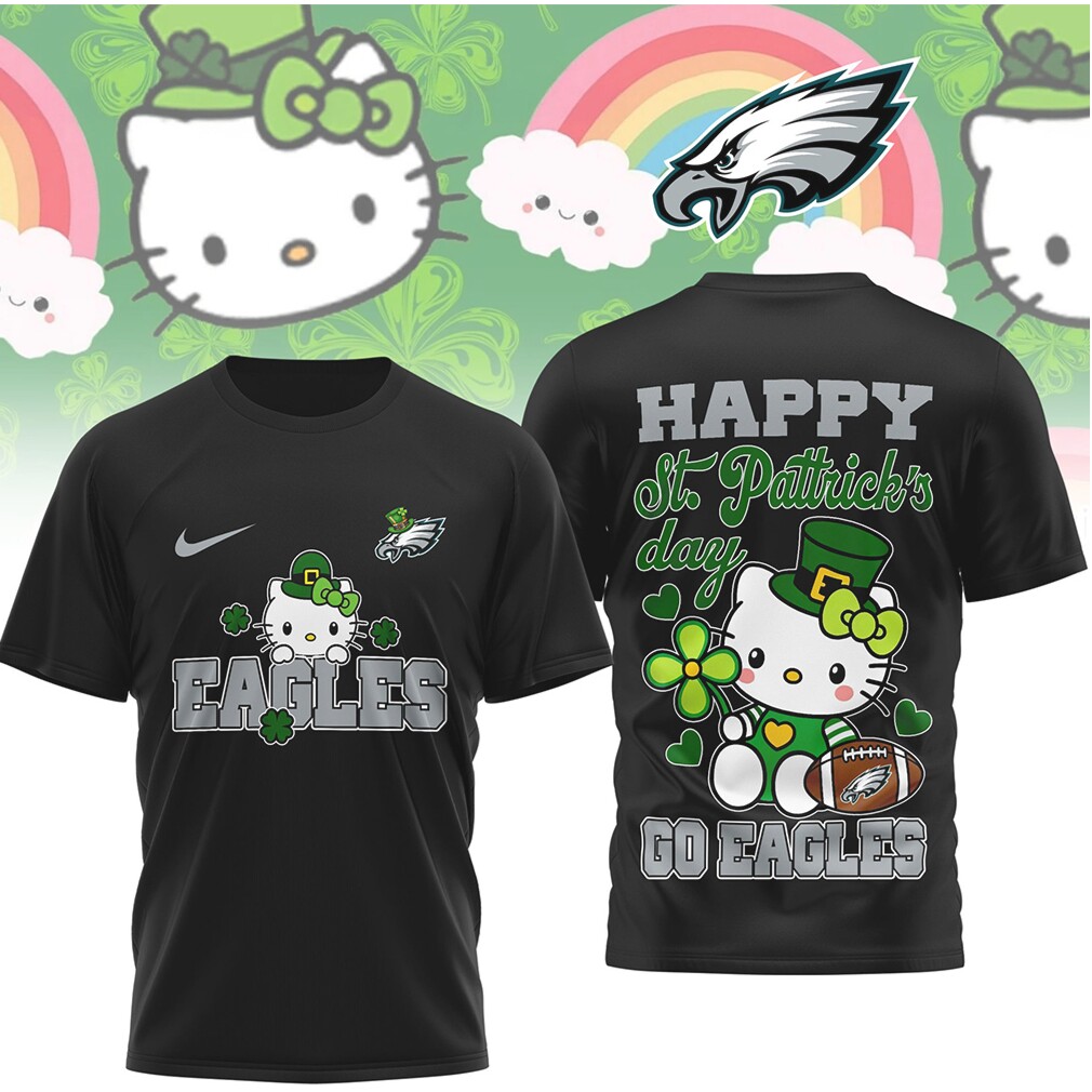 Philadelphia Eagles Hello Kitty St. Patrick’s Day Lucky Clover Football Fan Sportswear Shirt Philadelphia Eagles Hello Kitty St. Patrick’s Day Lucky Clover Football Fan Sportswear Shirt