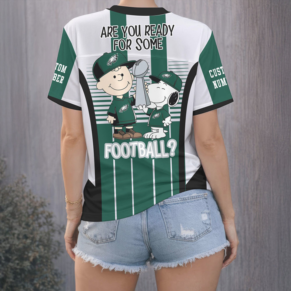 Philadelphia Eagles Official Super Bowl x Peanut V neck Baseball Jersey Philadelphia Eagles Official Super Bowl x Peanut V neck Baseball Jersey