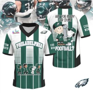 Philadelphia Eagles Official Super Bowl x Peanut V neck Baseball Jersey