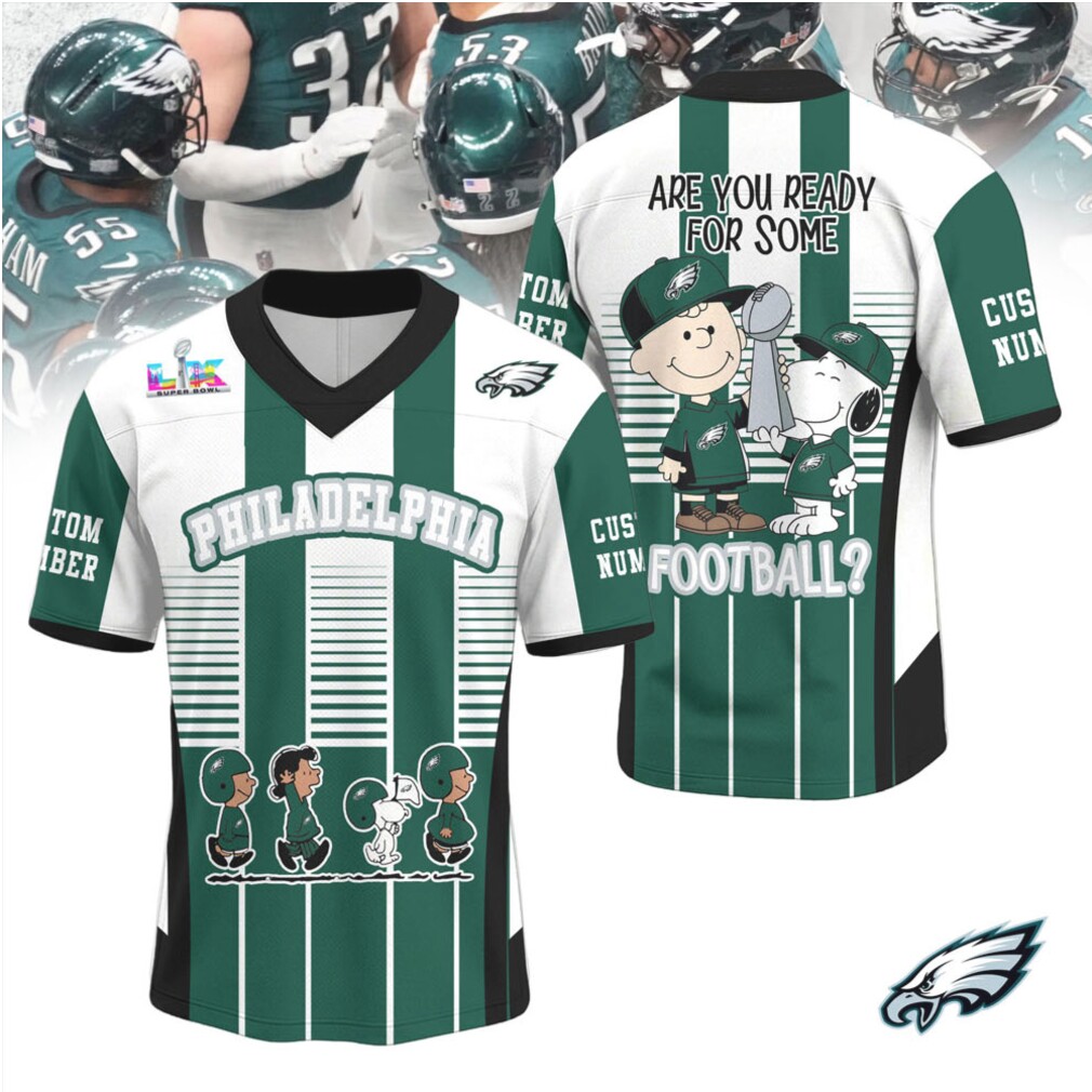 Philadelphia Eagles Official Super Bowl x Peanut V neck Baseball Jersey Philadelphia Eagles Official Super Bowl x Peanut V neck Baseball Jersey