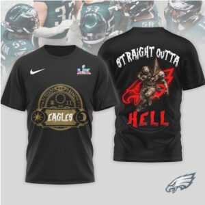 Philadelphia Eagles “Straight Outta Hell” Horror Graphic T Shirt