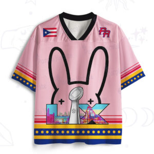 Pink Bad Bunny Benito 94 Super Bowl Puerto Rico Commemorative Football Fan Jersey Pink Bad Bunny Benito 94 Super Bowl Puerto Rico Commemorative Football Fan Jersey