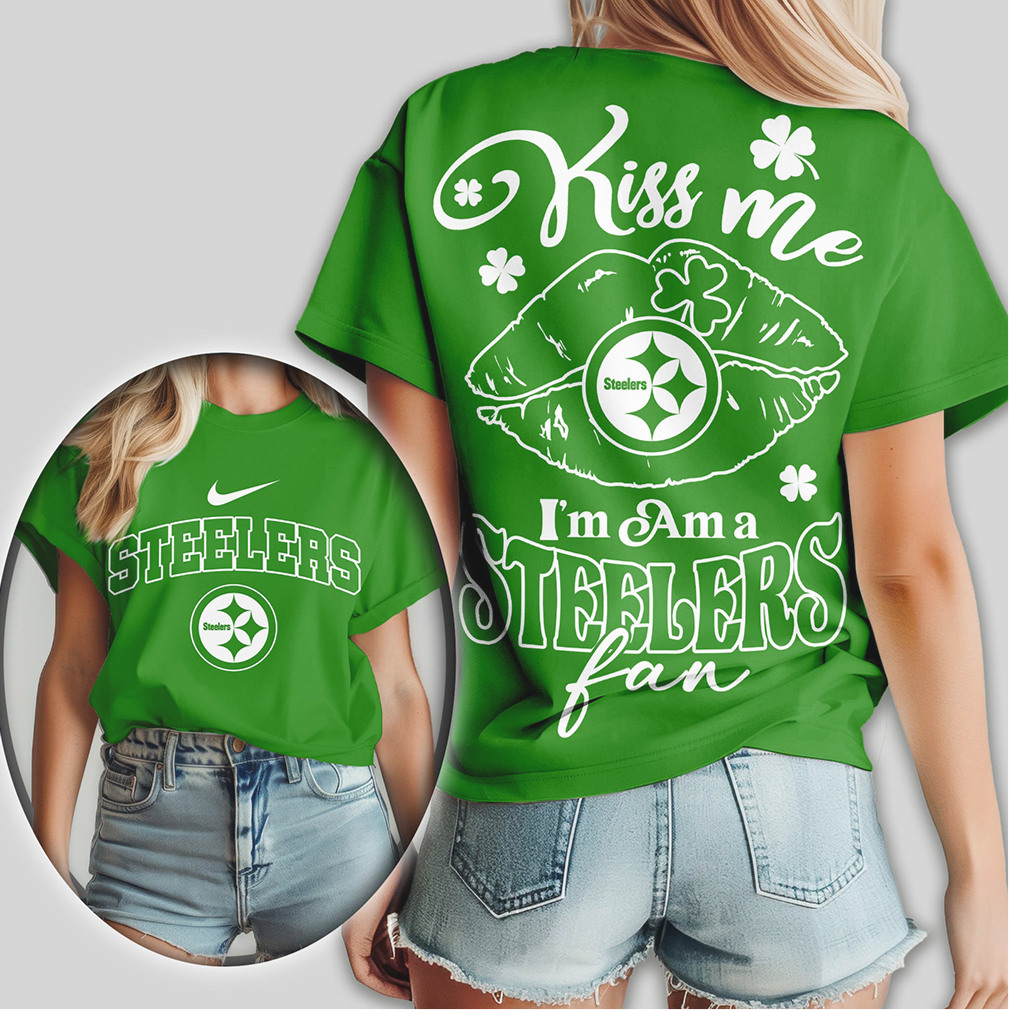 Pittsburgh ST Shirtlers Kiss Me I'm A Fan St. Patrick's Day Women's Green Football T Shirt Pittsburgh ST Shirtlers Kiss Me I'm A Fan St. Patrick's Day Women's Green Football T Shirt