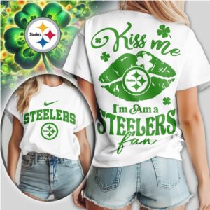 Pittsburgh ST Shirtlers Kiss Me I'm A Fan St. Patrick's Day Women's Green Football T Shirt