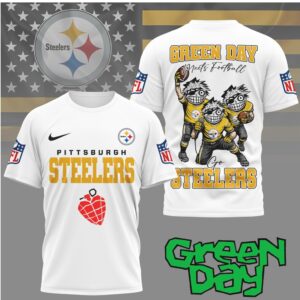 Pittsburgh Steelers “Green Day Meets Football” Cartoon Graphic Tee