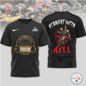 Pittsburgh Steelers “Straight Outta Hell” Horror Graphic T Shirt