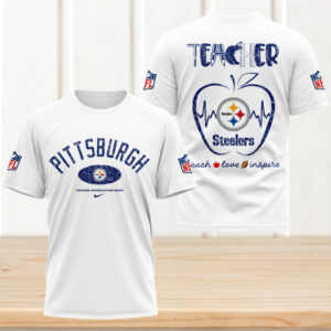 Pittsburgh Steelers Teacher Apple Teach Love Inspire Game Day NFL Football Jersey