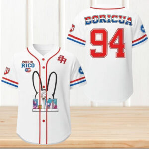 Puerto Rico Boricua 94 Baseball Custom Sports Fan Team Spirit Gear Jersey
