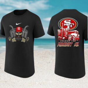 San Francisco 49ers Burning The Midnight Oil Trucker Skull Football T Shirt San Francisco 49ers Burning The Midnight Oil Trucker Skull Football T Shirt