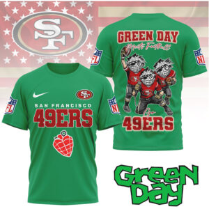 San Francisco 49ers “Green Day Meets Football” Cartoon Graphic Tee San Francisco 49ers “Green Day Meets Football” Cartoon Graphic Tee